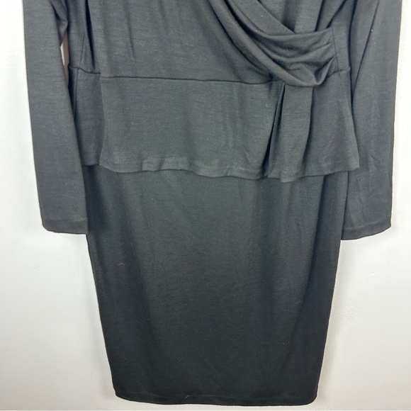 Talbots Classic Wool Blend Wrap Ruched Long Sleeve Dress XL Black - Picture 3 of 13